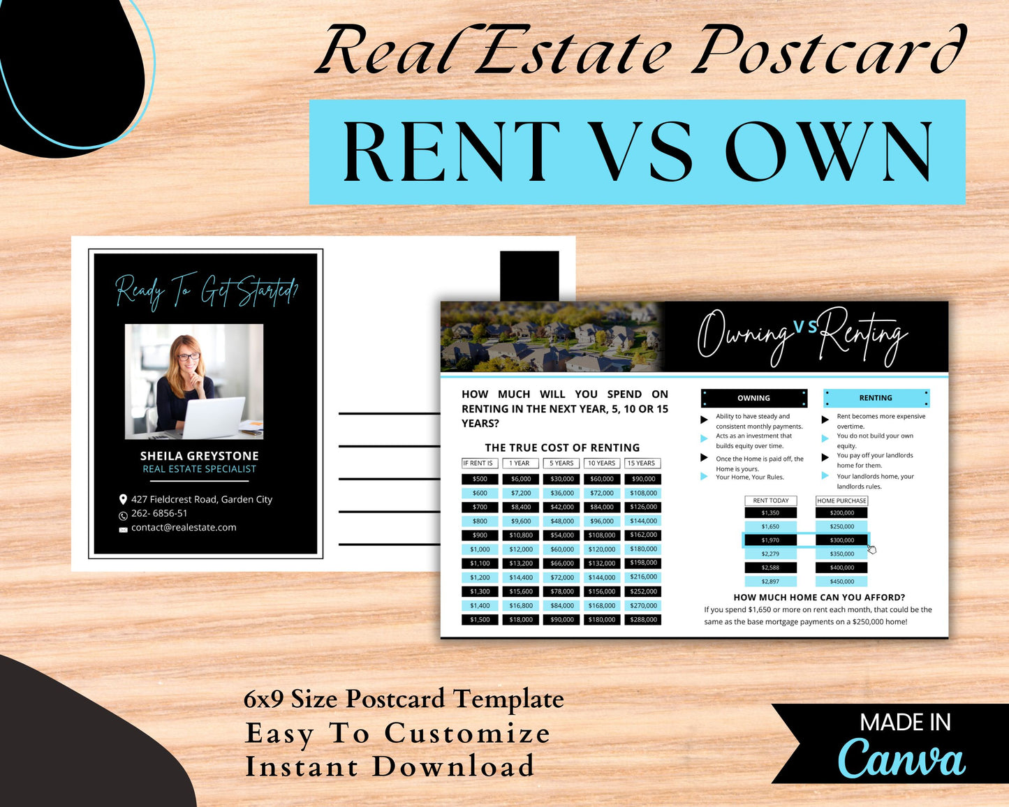 6x9 Renting Vs Owning Postcard - Style 1