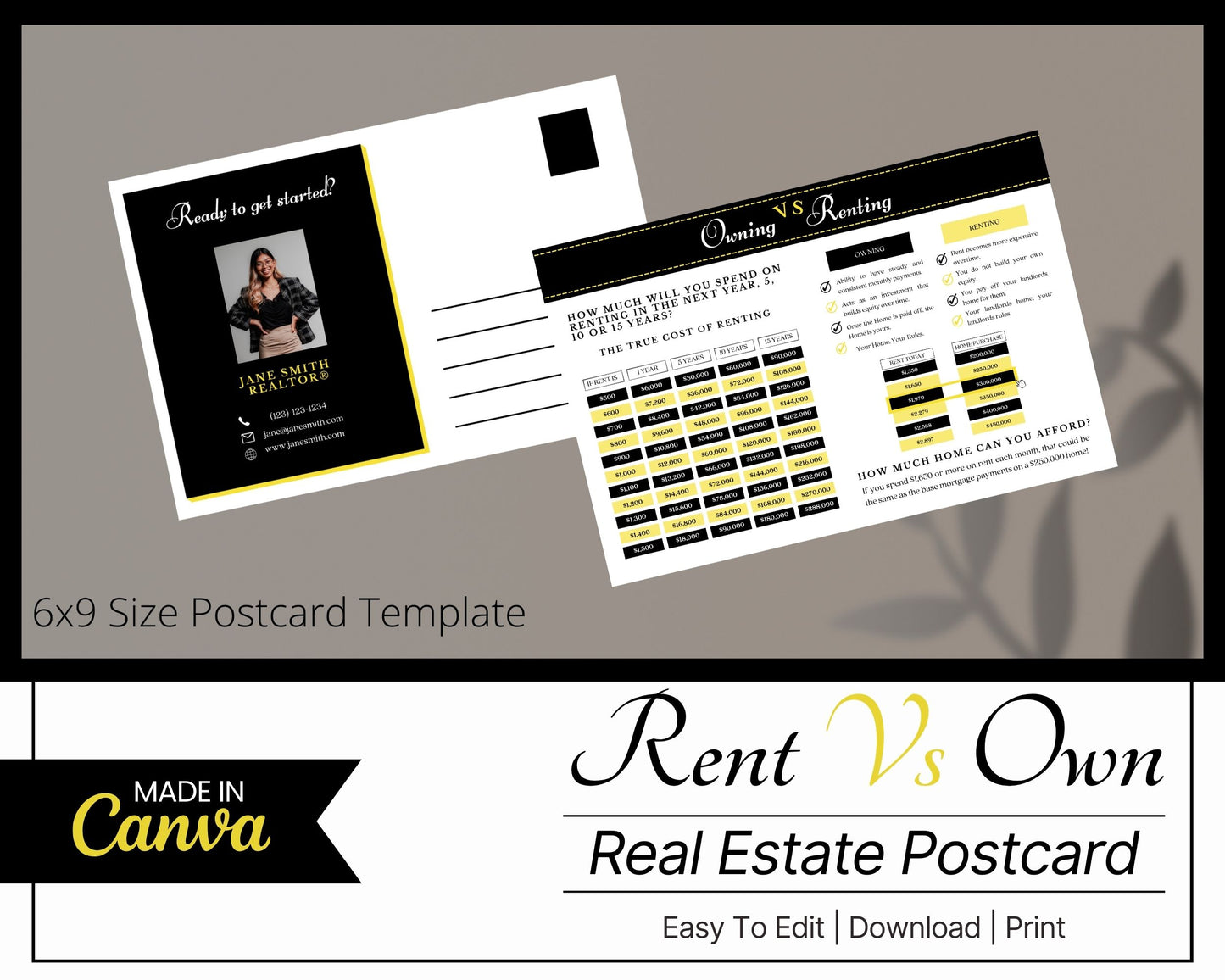 6x9 Renting Vs Owning Postcard - Style 2