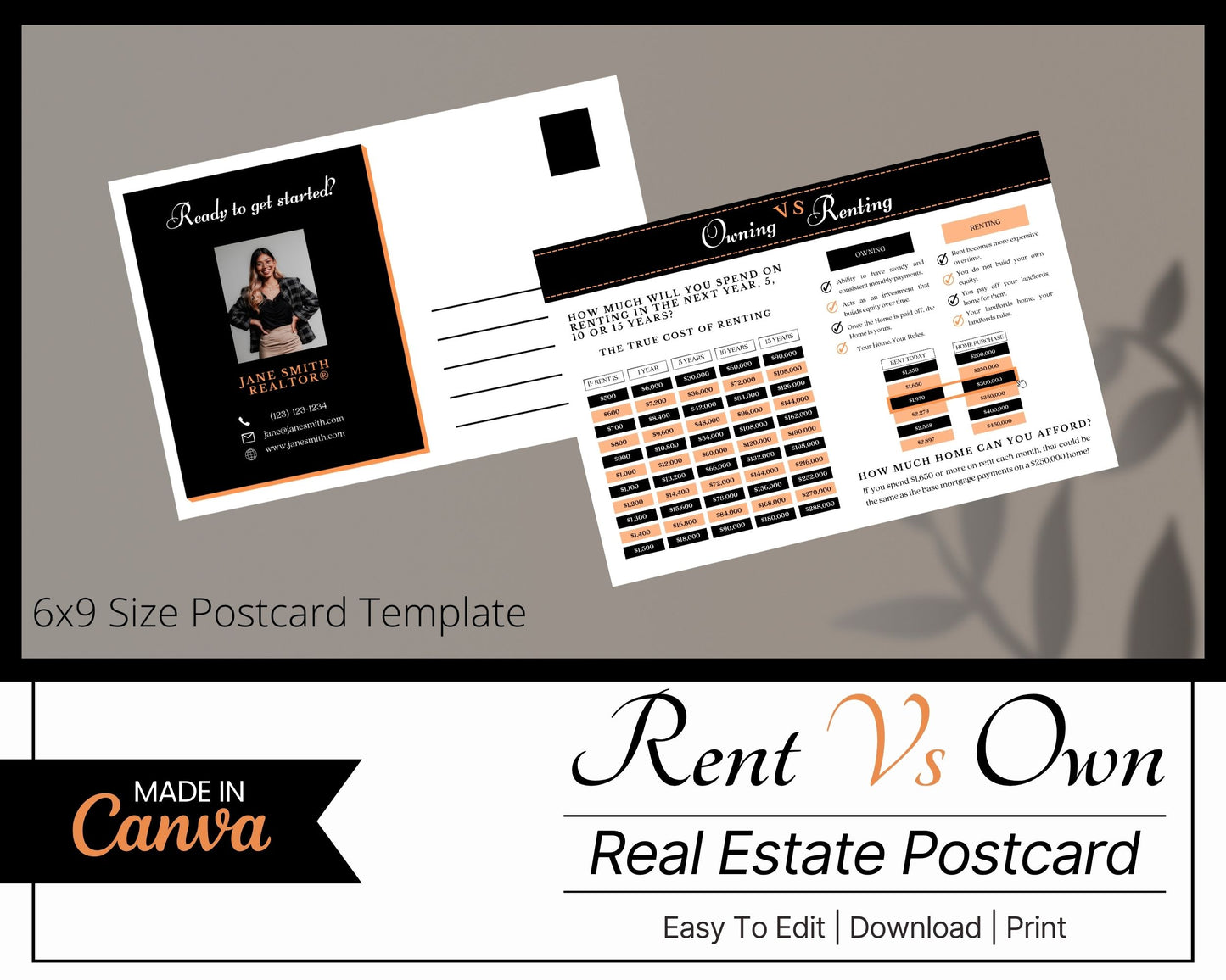 6x9 Renting Vs Owning Postcard - Style 2