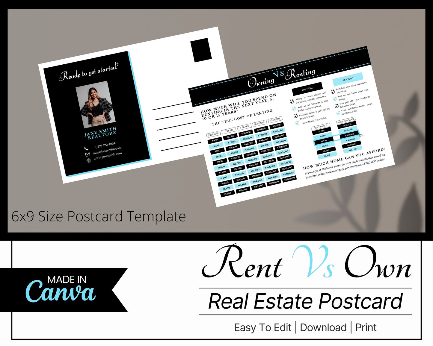 6x9 Renting Vs Owning Postcard - Style 2