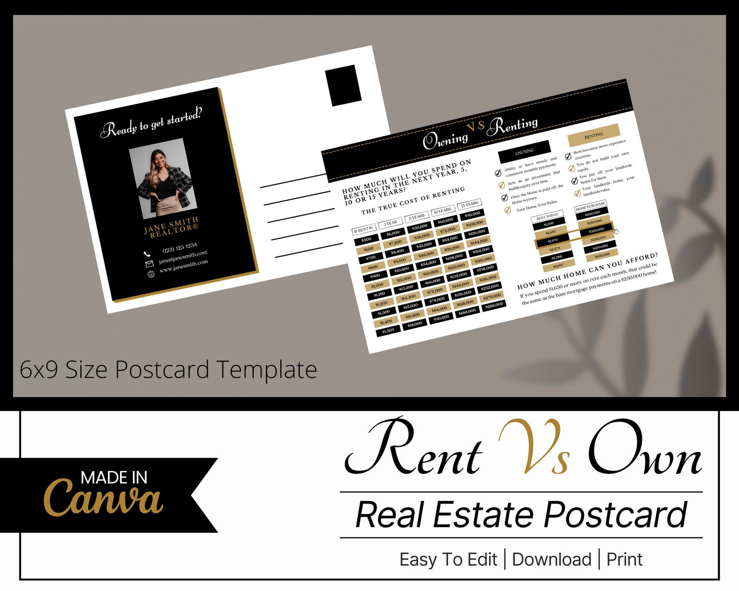 6x9 Renting Vs Owning Postcard - Style 2