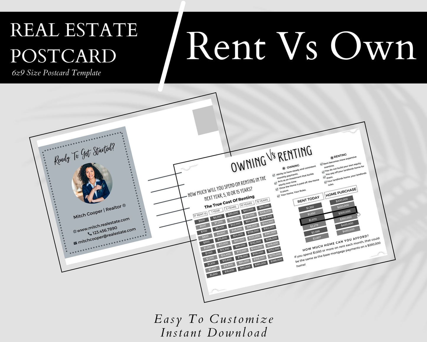 6x9 Renting Vs Owning Postcard - Style 3