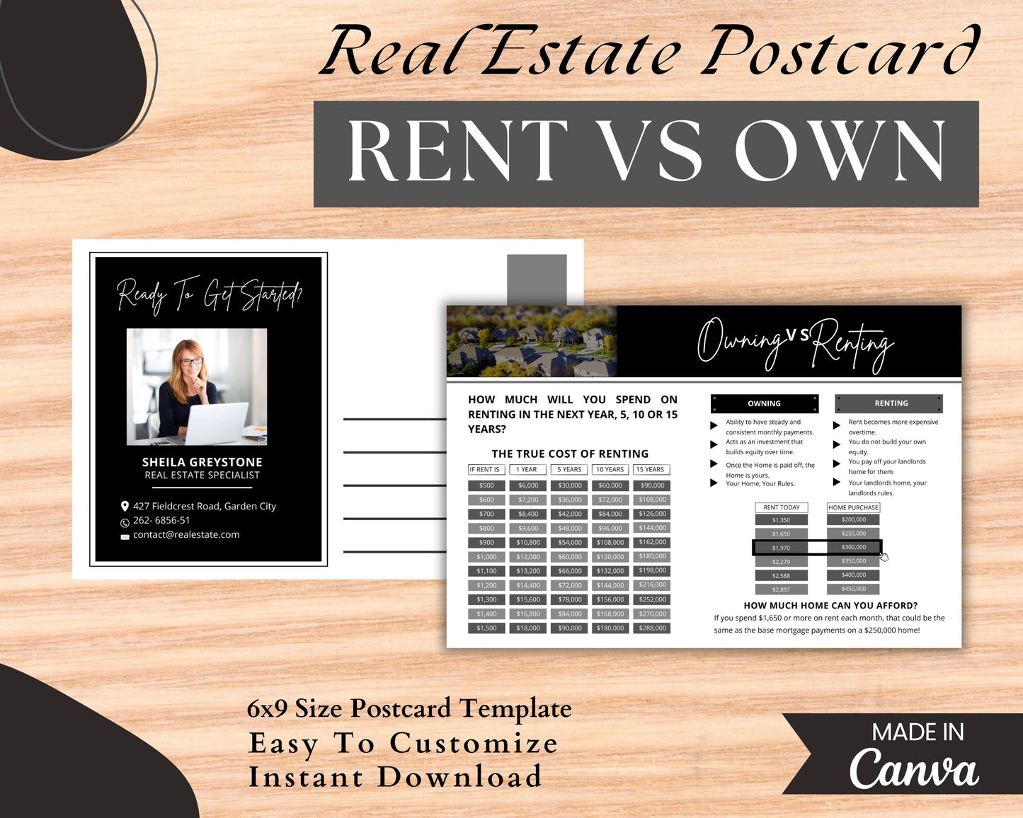 6x9 Renting Vs Owning Postcard - Style 1