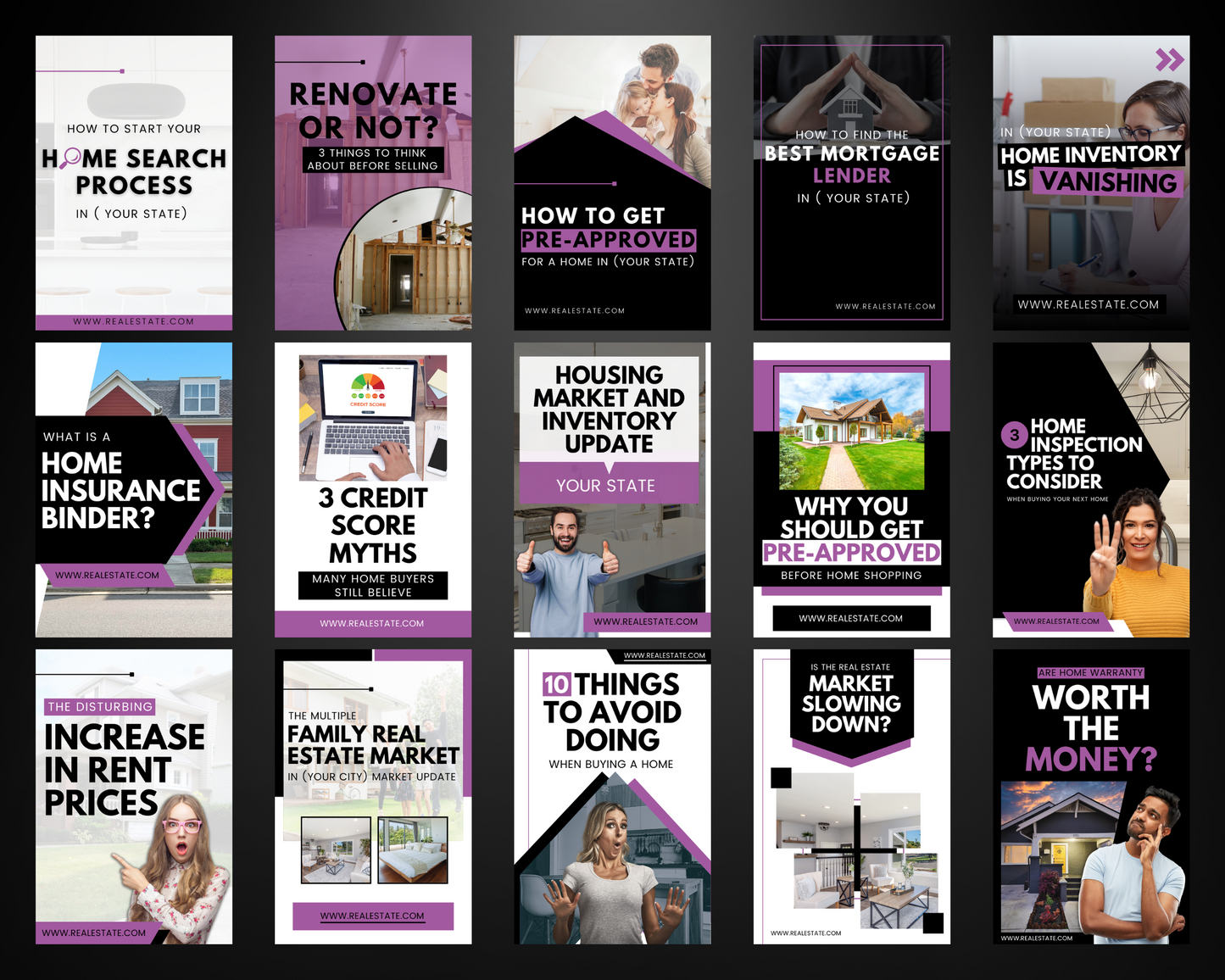 30 Pinterest Pins For Real Estate Agents | Real Estate Social Media| Realtor Pinterest Template | Real Estate Marketing | Instant Download