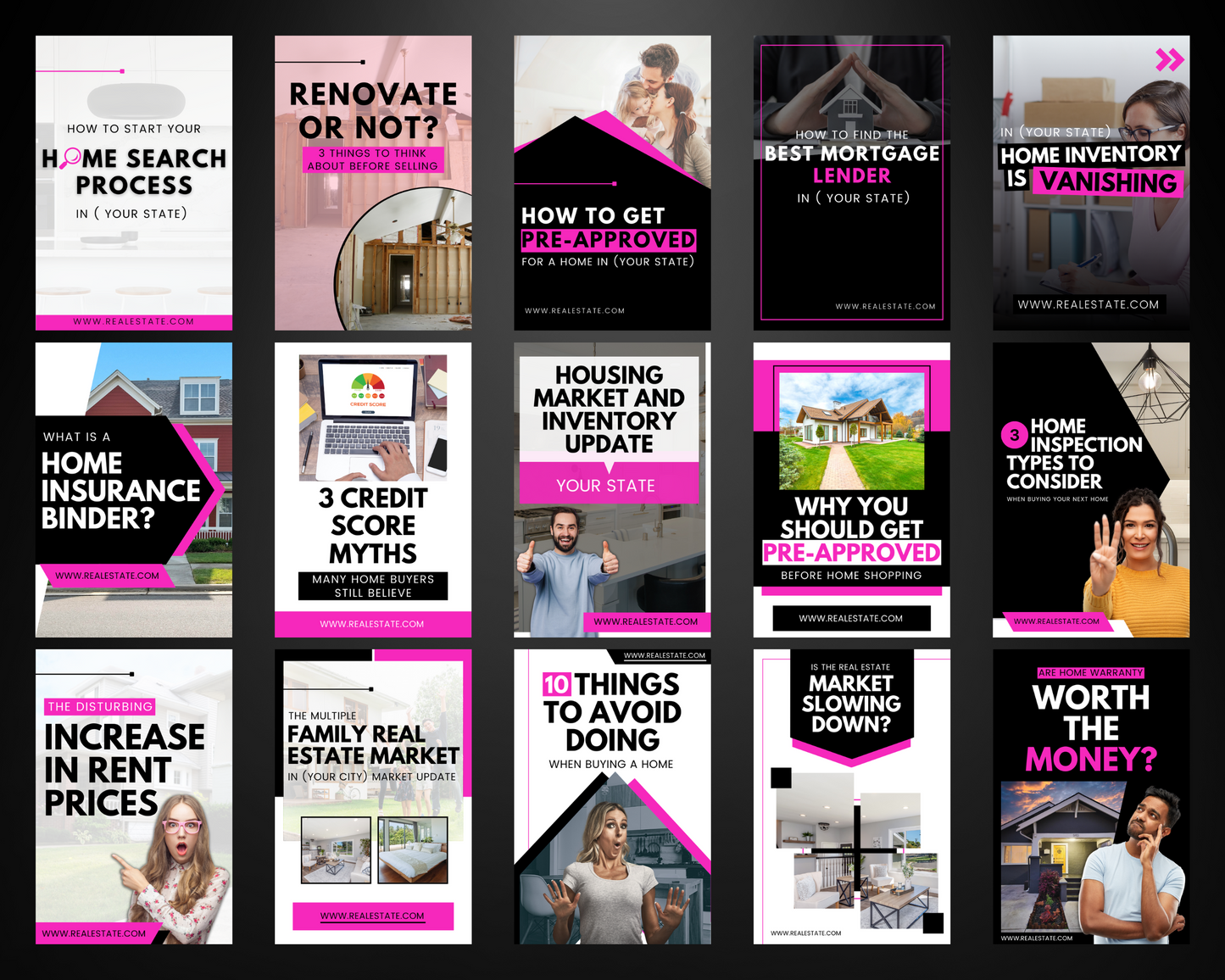 30 Pinterest Pins For Real Estate Agents | Real Estate Social Media| Realtor Pinterest Template | Real Estate Marketing | Instant Download