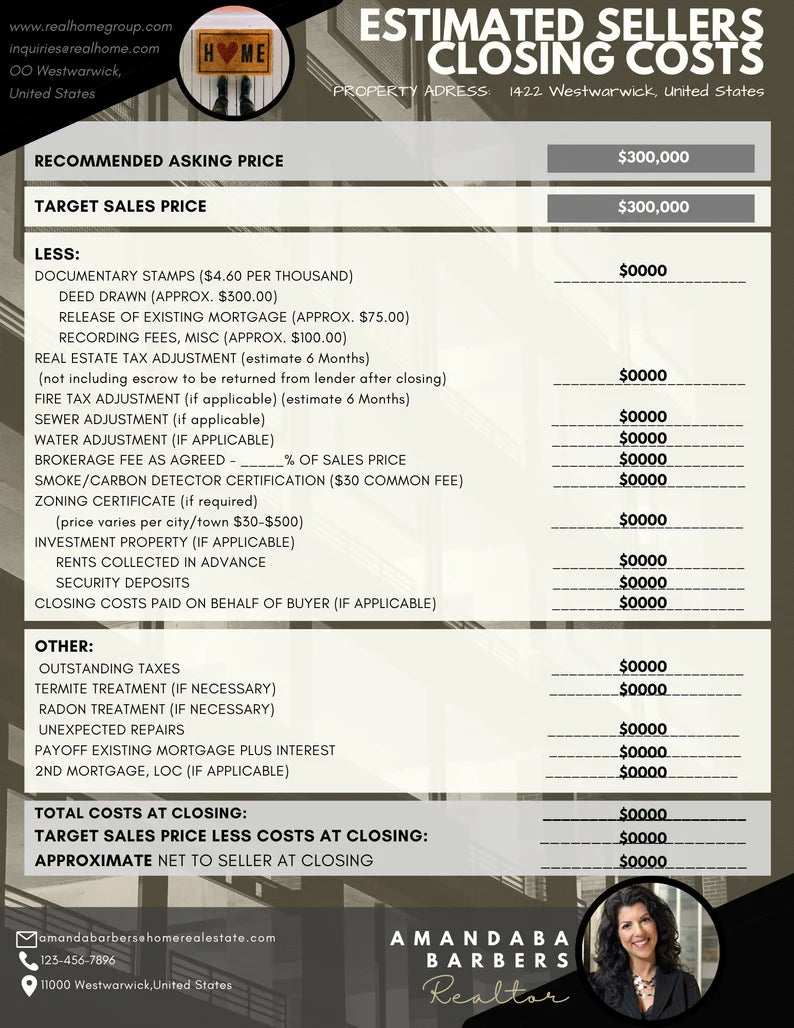 Real Estate Seller Net Sheet