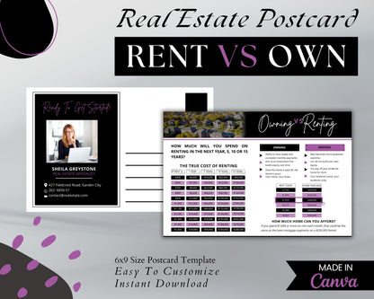 6x9 Renting Vs Owning Postcard - Style 1