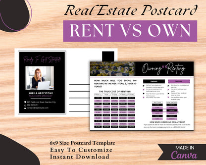 6x9 Renting Vs Owning Postcard - Style 1