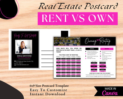 6x9 Renting Vs Owning Postcard - Style 1