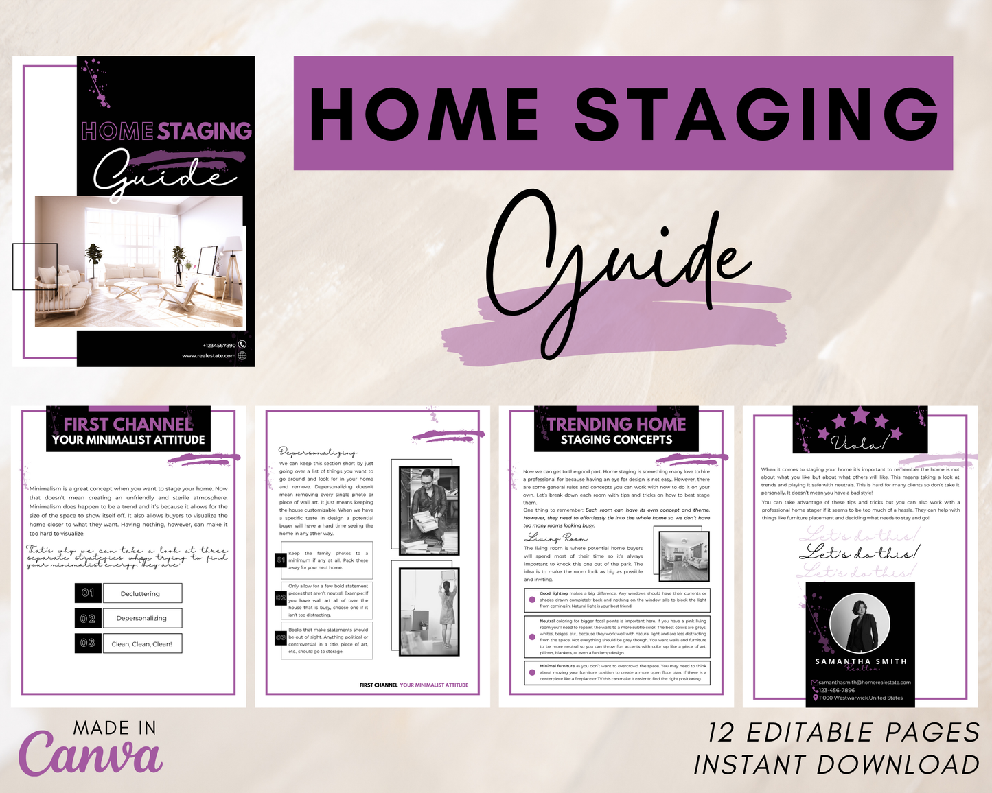 Home Staging Guide | Home Seller Guide | Listing Guide | Real Estate Guide| Real Estate Marketing | Instant Download