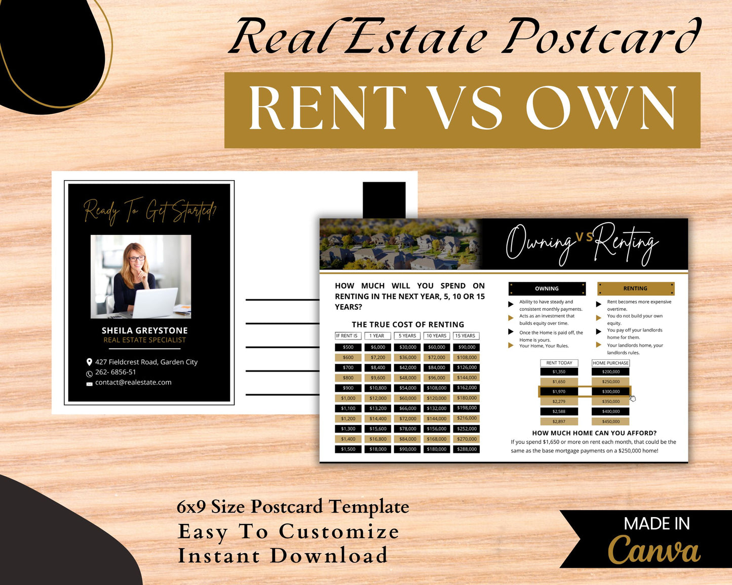 6x9 Renting Vs Owning Postcard - Style 1