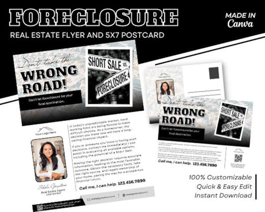 Real Estate Forclosure Postcard 5x7 & Flyer Bundle