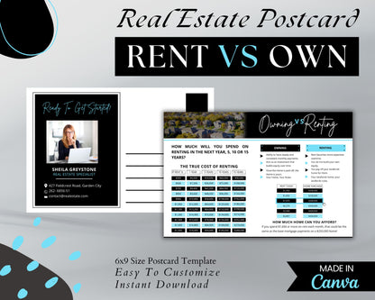 6x9 Renting Vs Owning Postcard - Style 1