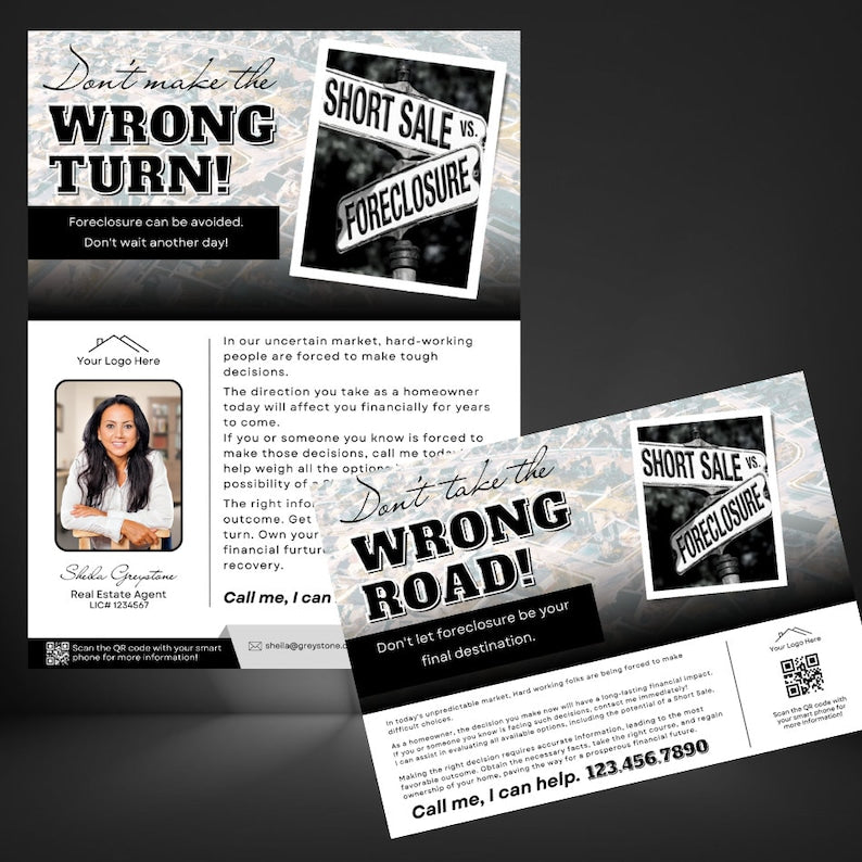 Real Estate Forclosure Postcard 5x7 & Flyer Bundle