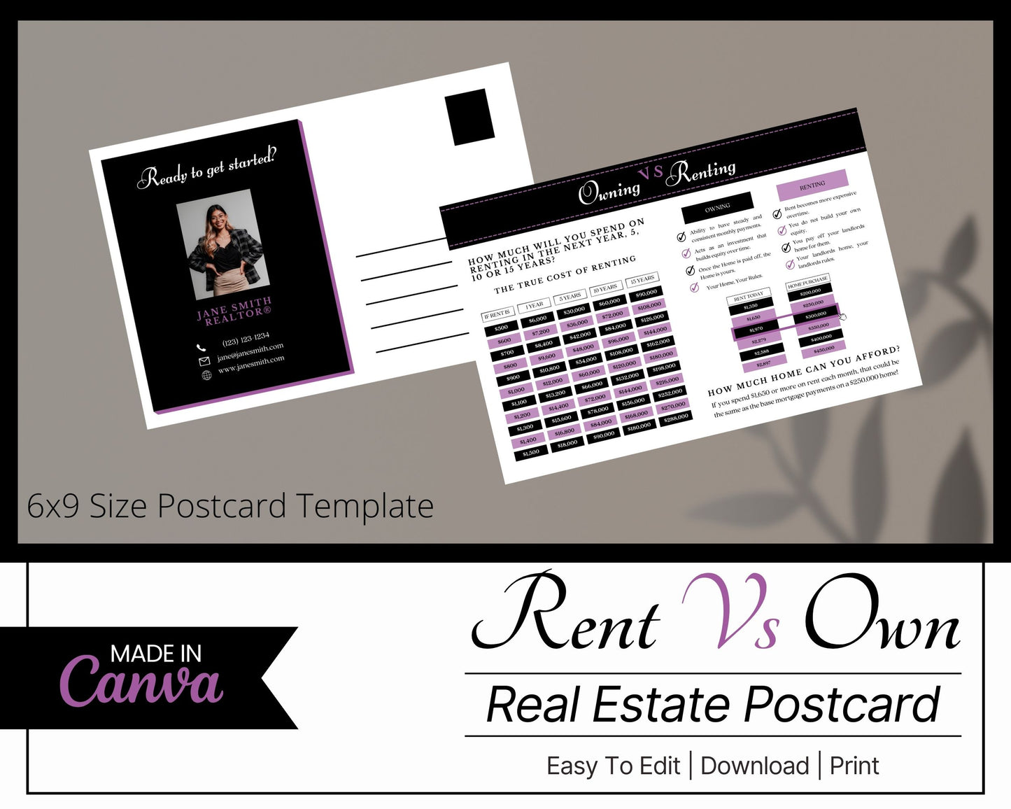 6x9 Renting Vs Owning Postcard - Style 2
