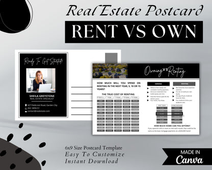 6x9 Renting Vs Owning Postcard - Style 1