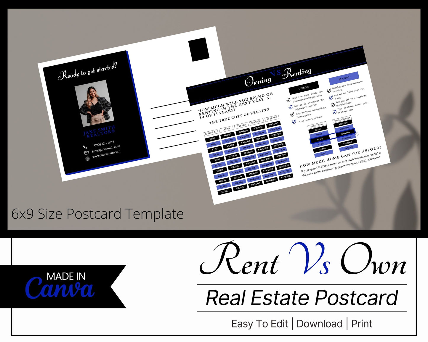 6x9 Renting Vs Owning Postcard - Style 2