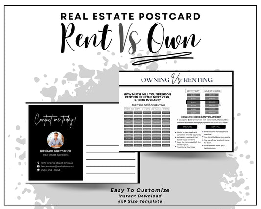 6x9 Renting Vs Owning Postcard - Style 4