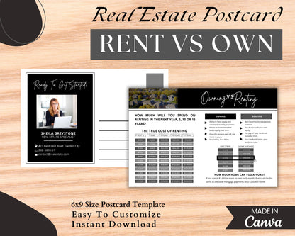 6x9 Renting Vs Owning Postcard - Style 1