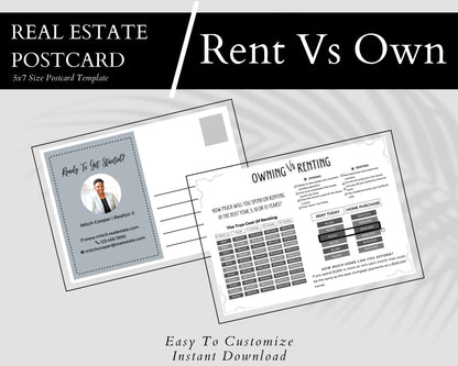 5x7 Renting Vs Owning Postcard - Style 3