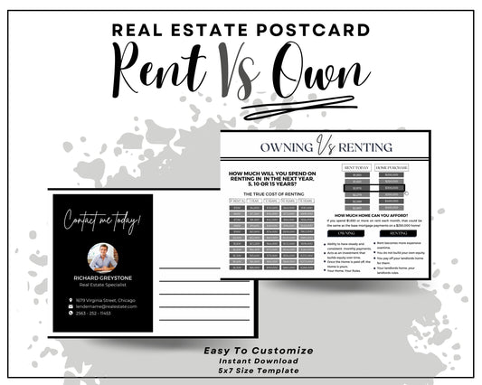 5x7 Renting Vs Owning Postcard - Style 4
