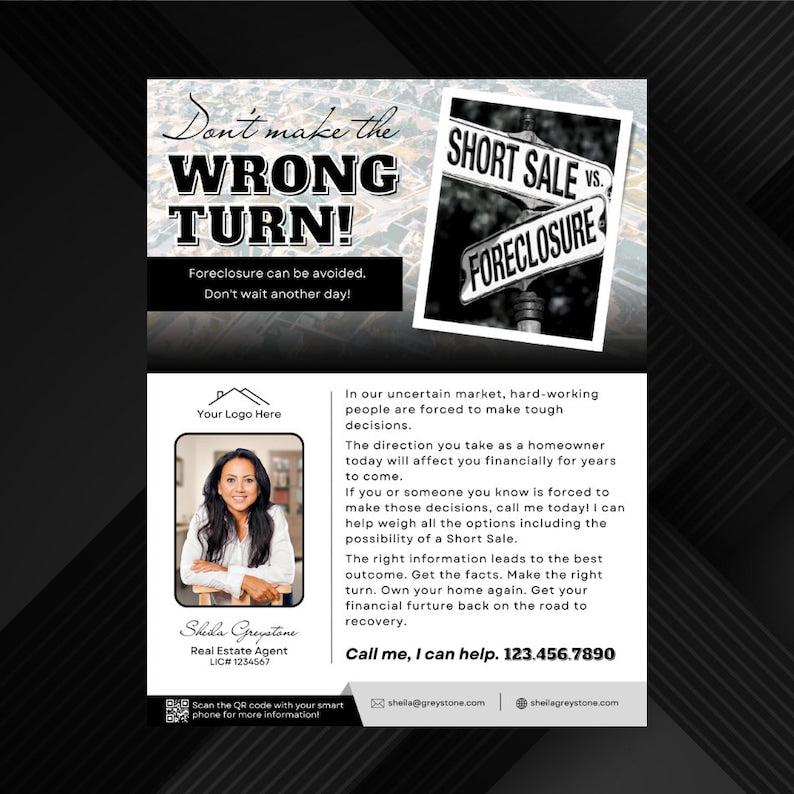 Real Estate Forclosure Postcard 5x7 & Flyer Bundle