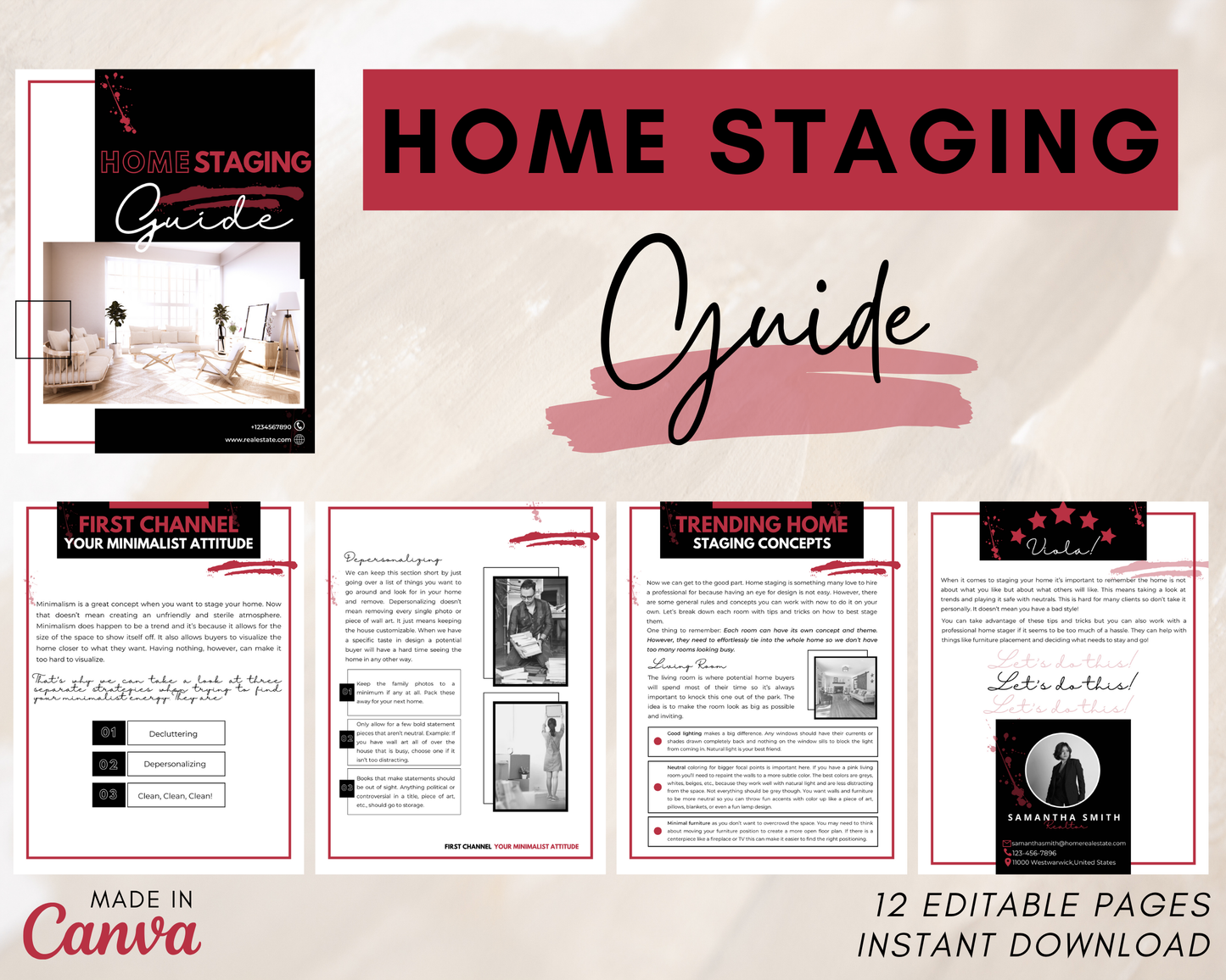 Home Staging Guide | Home Seller Guide | Listing Guide | Real Estate Guide| Real Estate Marketing | Instant Download