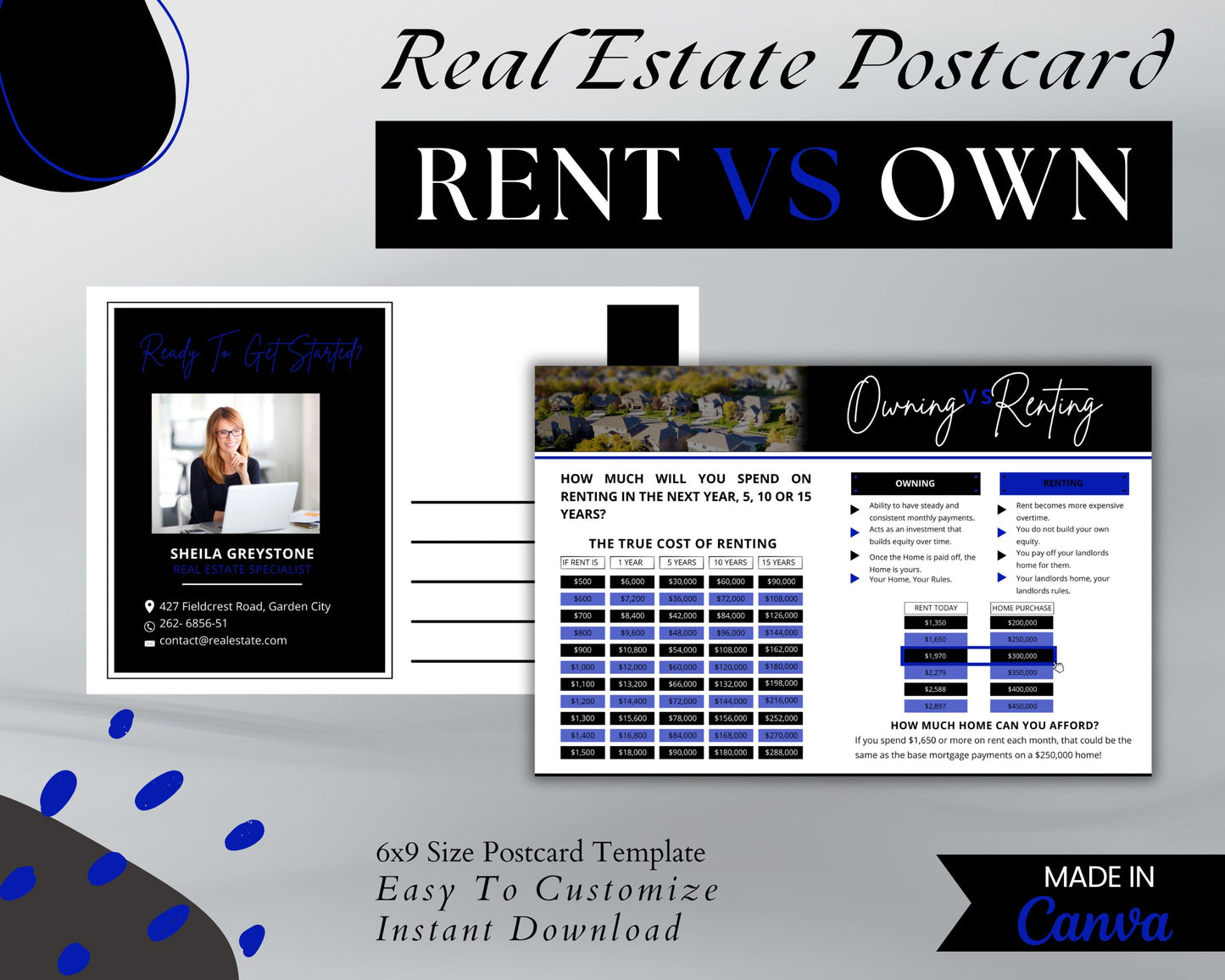 6x9 Renting Vs Owning Postcard - Style 1