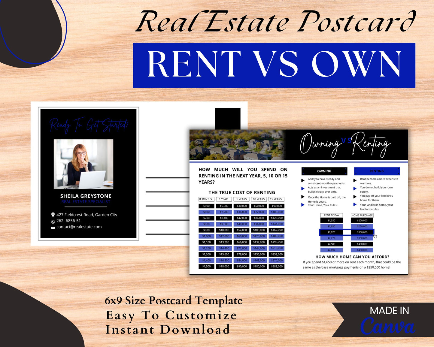 6x9 Renting Vs Owning Postcard - Style 1
