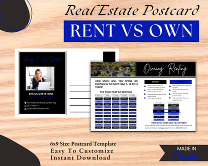 6x9 Renting Vs Owning Postcard - Style 1