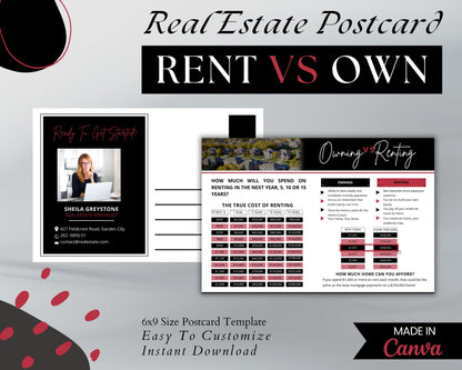 6x9 Renting Vs Owning Postcard - Style 1