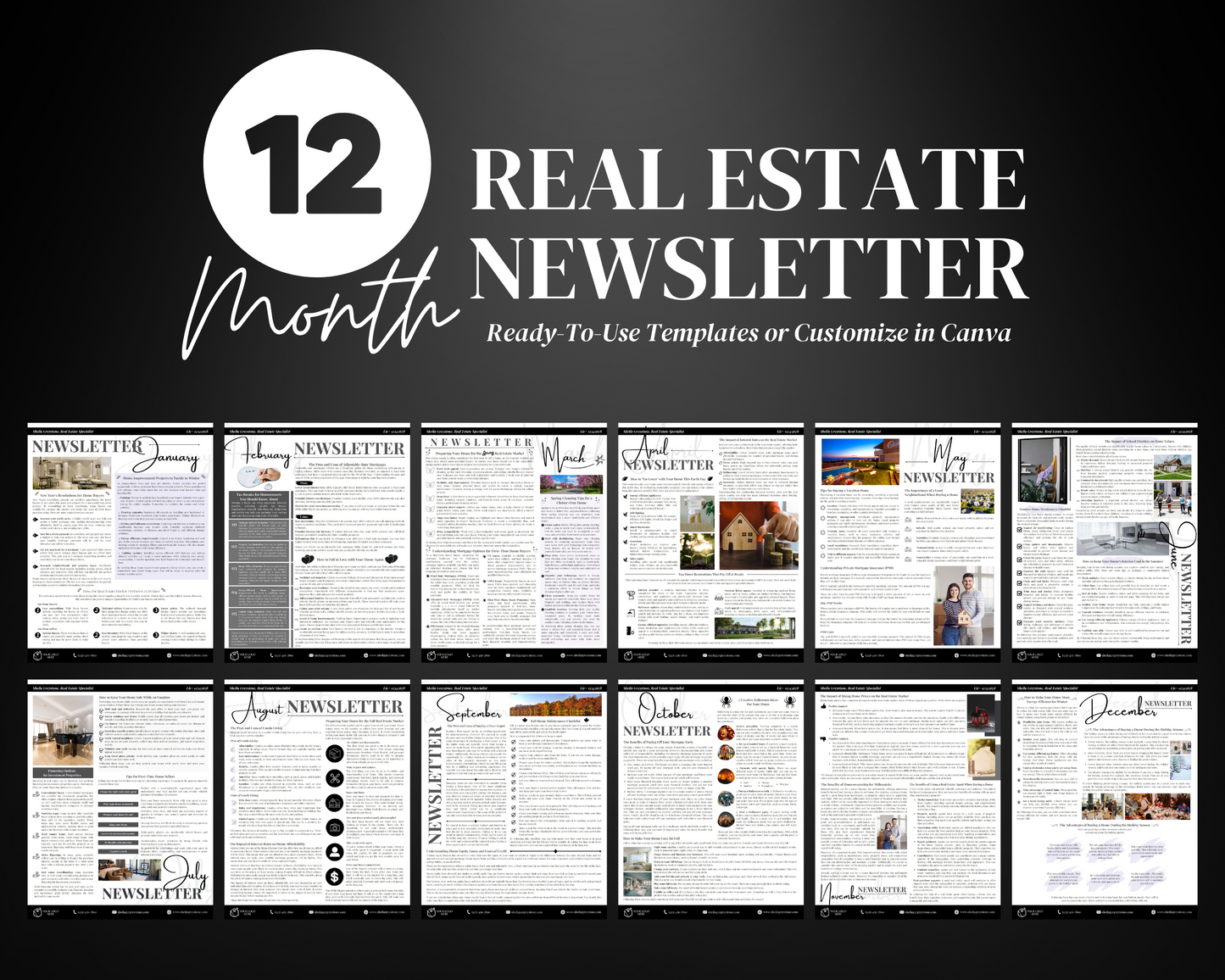 12 Month Real Estate Agent Newsletter Bundle
