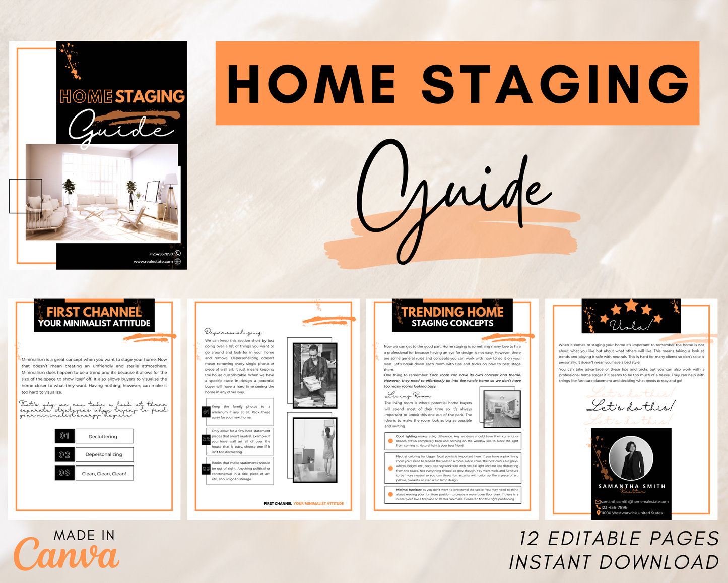 Home Staging Guide | Home Seller Guide | Listing Guide | Real Estate Guide| Real Estate Marketing | Instant Download