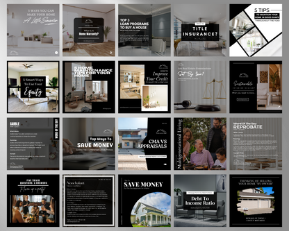 50 Modern Social Media Post | Real Estate Agent Content Calendar