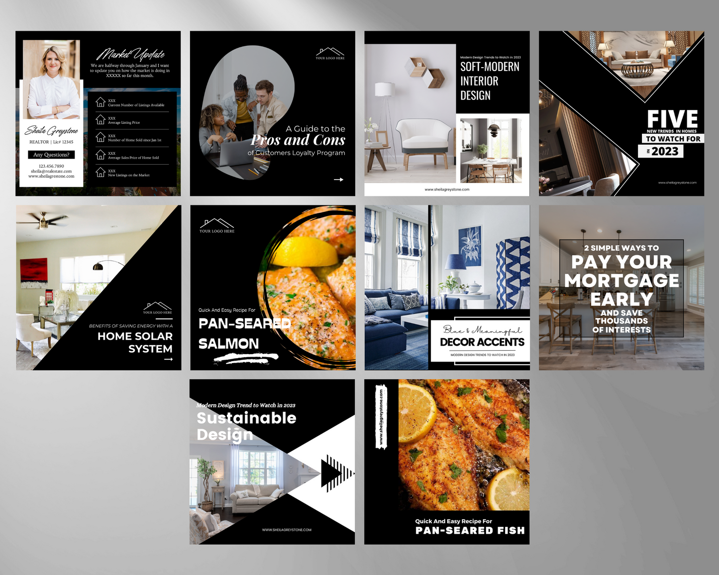 50 Modern Social Media Post | Real Estate Agent Content Calendar