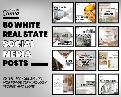 50 Modern Social Media Post | Real Estate Agent Content Calendar