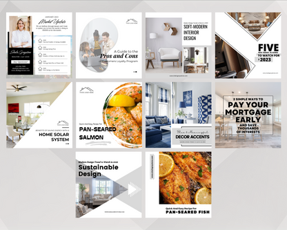 50 Modern Social Media Post | Real Estate Agent Content Calendar