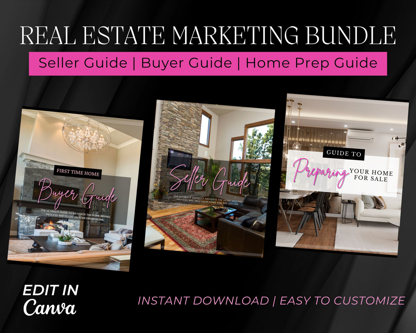 Real Estate Home Buyer, Seller Guide, Home Preparing Guide Pink Bundle - Style 2