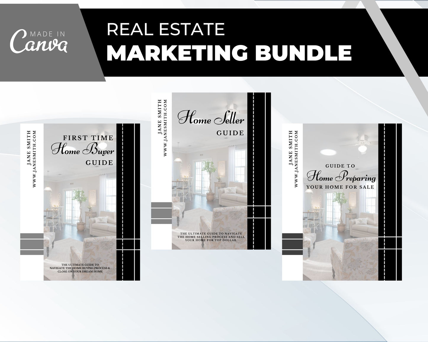 Real Estate Home Buyer, Seller Guide, Home Preparing Guide Grey Bundle