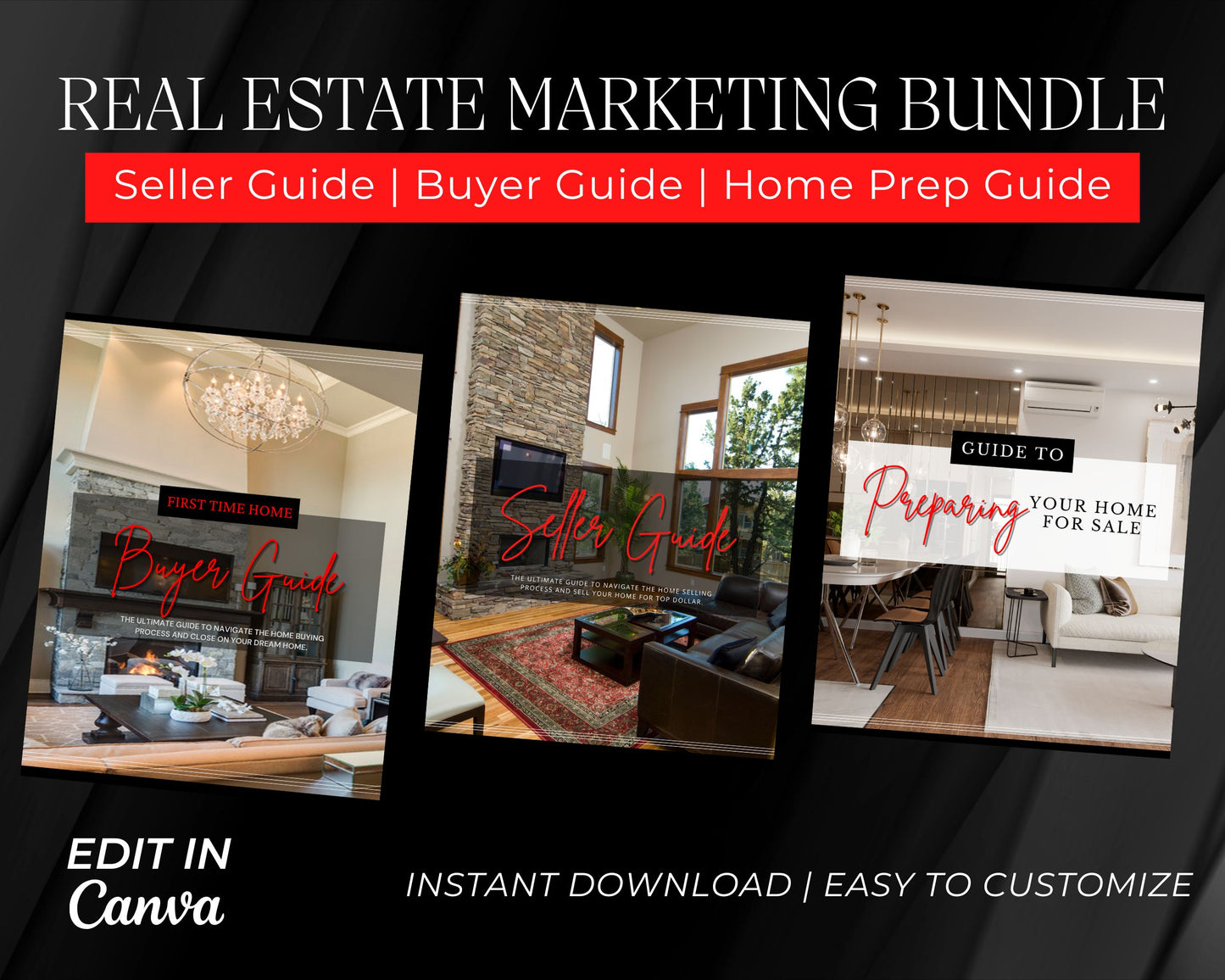 Real Estate Home Buyer, Seller Guide, Home Preparing Guide Red Bundle - Style 2