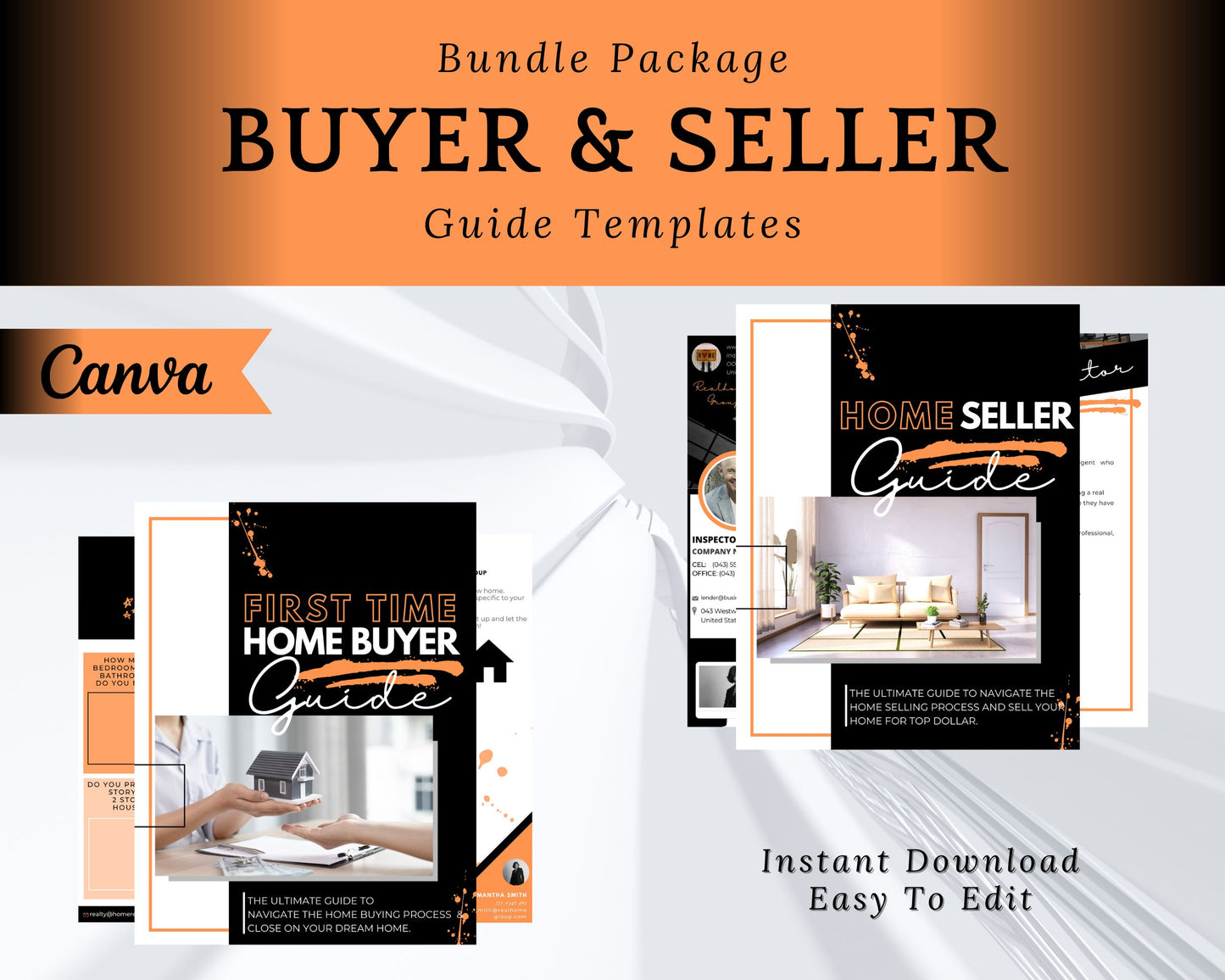 Real Estate Home Buyer and Seller Guide Orange Bundle - Style 5