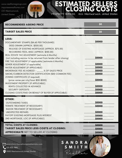 Real Estate Seller Net Sheet